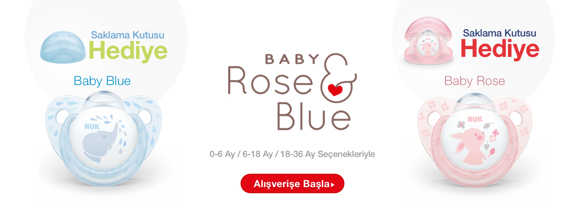 Baby Rose & Blue Silikon Emzik - Emzik Kutulu